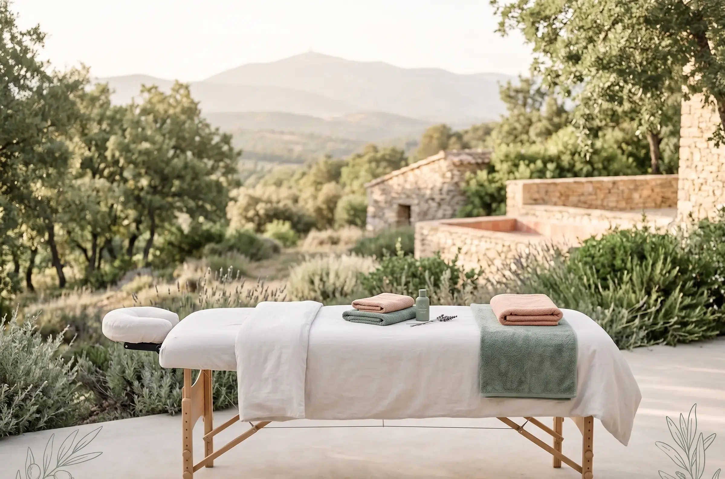 Ambiance spa avec serviettes et bougies
